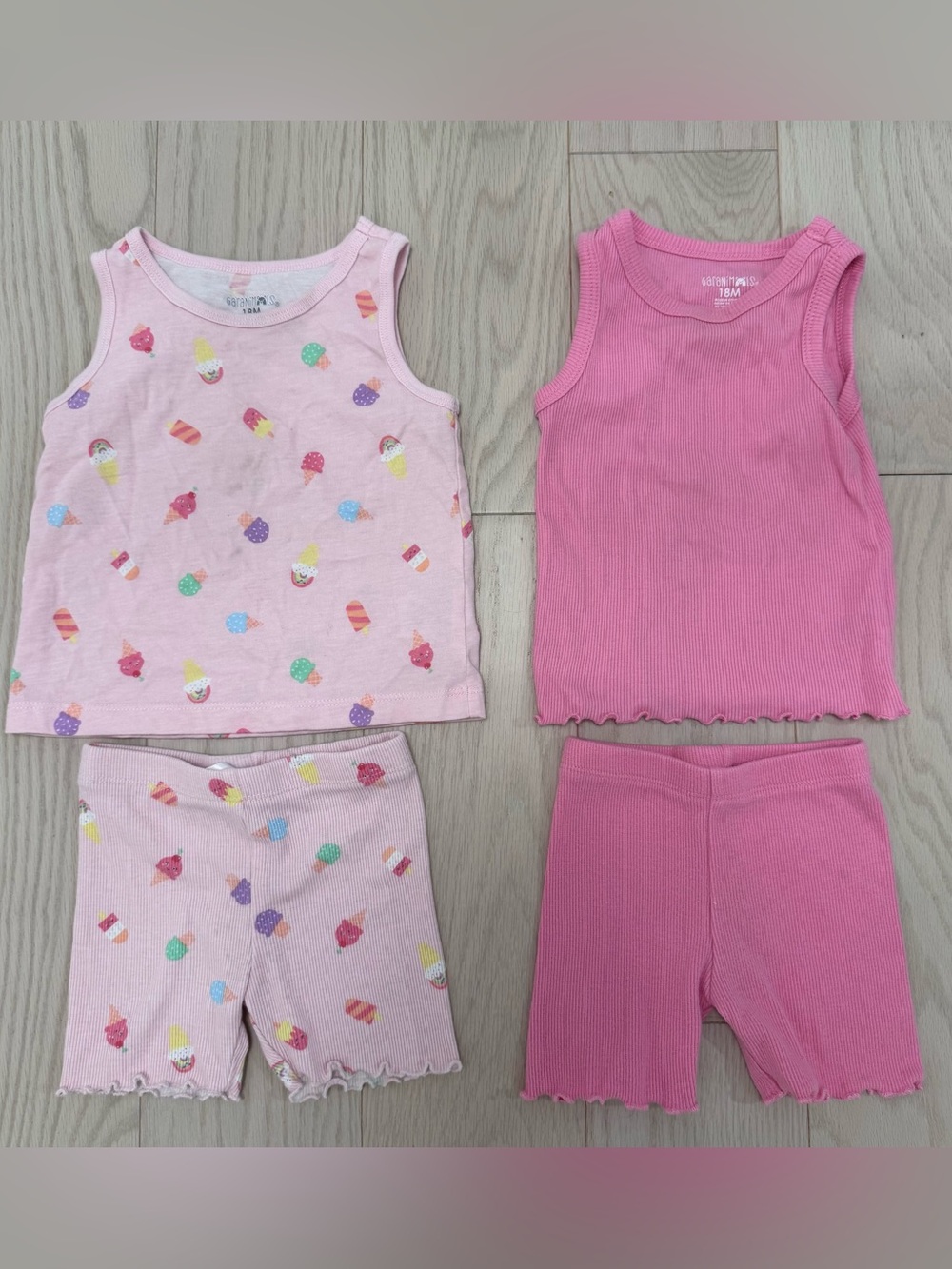 Garanimals Pink Ice Cream Print & Solid Ribbed Tank and Shorts Set of 2